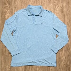 Attack Life by Greg Norman Light Blue Long Sleeve Polo Shirt Size L